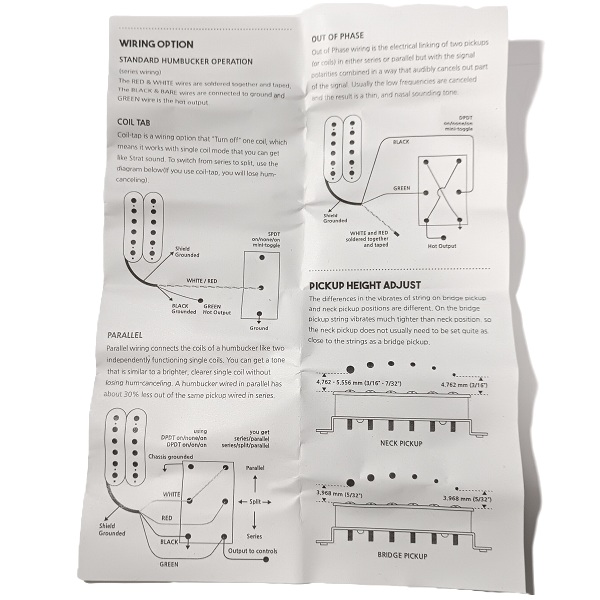 Roswell Pickups (ロズウェル・ピックアップス) Humbucker size Open Covered P90 取扱説明書その2