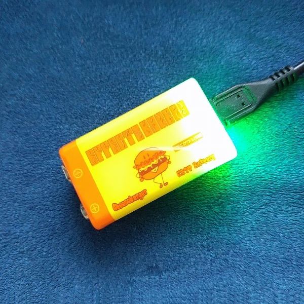 USB充電式9V電池 Effects Bakery Cheeseburger RE9V Battery 満充電