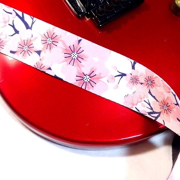 FIREGLOW 花柄 ギターストラップ SH78 Sakura Pink ファイヤーグロー 取付け キャンディアップルボディ3