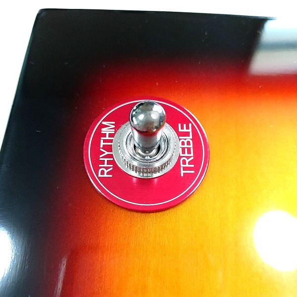 取付け：Amazonで買える激安ギターパーツ アルミ製カラースイッチワッシャー 板ギター×レッド 1