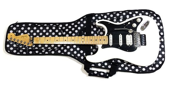 収納チェック ：Deviser DSC-65G-DOT 可愛いドット柄ギグバッグ (ギターケース) レギュラースケール Fender Player Stratocaster Floyd Rose HSS その1