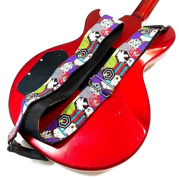 取付け：ARIA SPS-2000KW 日本製 亀甲和柄 縁起物 安ギターストラップ キャンディアップルレッド Aria Pro II / CS CUSTOM その3
