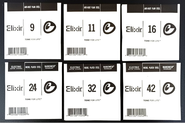 弦は1本ずつ個別包装 Elixir (エリクサー) NANOWEB 表