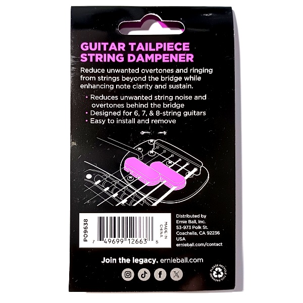 外観:ERNIE BALL (アーニー・ボール) 9638 テイルピースダンパー パッケージ裏