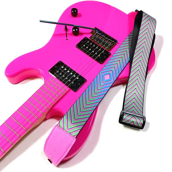 取付け 錯視×ピンク LEVY'S ( レヴィース ) イリュージョンシリーズギターストラップ その7