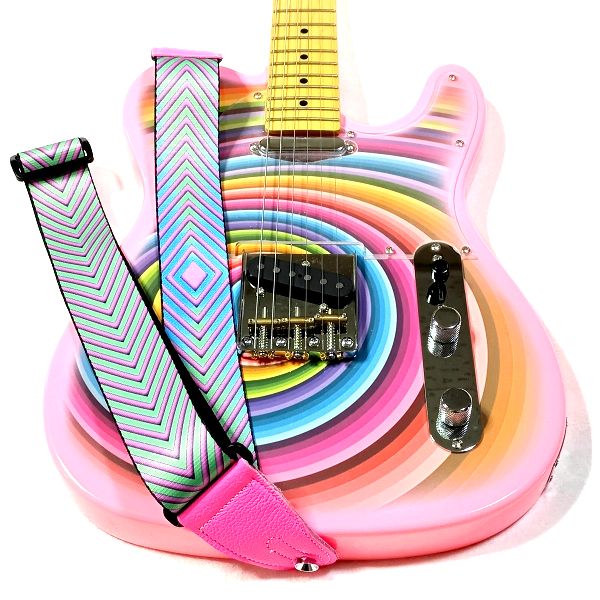 取付け 錯視×ピンク LEVY'S ( レヴィース ) イリュージョンシリーズギターストラップ その3