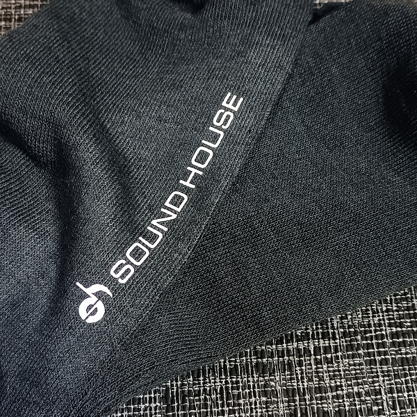 外観 ハーフ丈 福助 サウンドハウスお姉さん靴下 ブラック 足底ロゴ