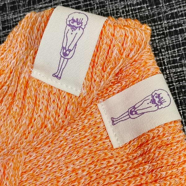 外観 クルー丈 福助 サウンドハウスお姉さん靴下 オレンジ タグ サウンドハウスお姉さん